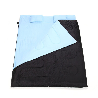 

86"x60" Double Thermal Sleeping Bag 2 Person Outdoor Camping Hiking Sleeping Bag with 2 Pillows