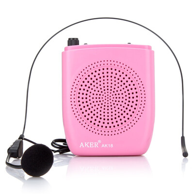 

AKER AK18 loudspeaker LCD monitor FM radio recording portable waist hanging loudspeaker small bee audio pink
