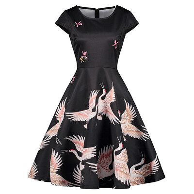 

Vintage Crame Print Pin Up Dress