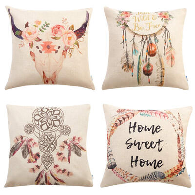 

UpperX Set of 4 Bohemian Style Decorative Throw Pillow Covers 18 x 18 Inch for Sofa Couch Decor Dreamcatcher