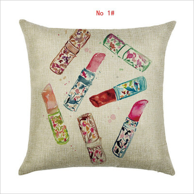 

Cushion cover 45cm45cm Womens shoes&cosmetics linencotton pillow case sofa cushion case square decorative pillow cover