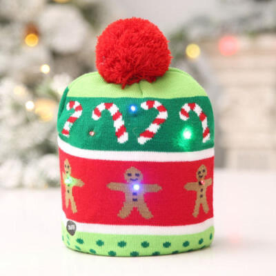 

Women Men Knitted Unisex LED Flashlight Bobble Beanie Hat Winter Christmas Gift