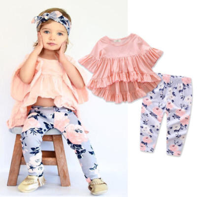 

Kids Toddler Baby Girls Tops T-shirt Blouse Floral Pants Outfit Set Clothes