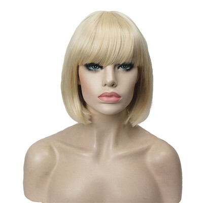 

StrongBeauty Short Bob Wig Point Part Bangs Full synthetic Wigs COLOUR CHOICES