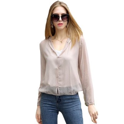 

Silk sunscreen shirt jacket 2018 summer new fashion hoodie silk solid color was thin air conditioning shirt early autumn ladies shirt