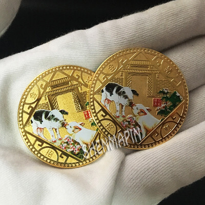 

2019 Lucky Pig Commemorative Coin Year of Pig Send Blessed Coins Collection New Year Gift Gold Plated Silver Plated New style
