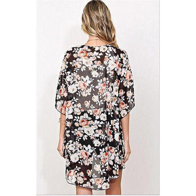 

XL Women Cover Up Bikini Top Boho Floral Long Dress Kimono Cardigan Long Coats