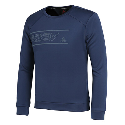 

PEAK mens autumn&winter new round neck caught fur warm sweater comfortable sports shirt DF684041 dark blue  code