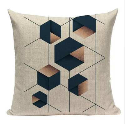 

Geometric Black Blue Cushion Cove Textile Hill Gold Dero Throw Pillows Covers 45Cmx45Cm Square Sofa Bed 3D Throw Pillow Cover