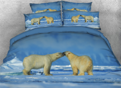 

3D Kissing Polar Bears Printed Cotton 4-Piece Bedding Sets