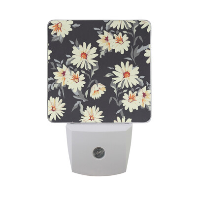 

ALAZA LED Night Light With Smart Dusk To Dawn SensorDaisy Watercolor Floral Plant Flowers Plug In Night Light