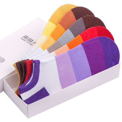 

Supermarket] Jingdong Antarctic socks male sports socks off anti-ship socks male socks men's cotton socks 5 pairs blending Gift Box stealth boat socks male socks NJRCW gradient stripes - Size