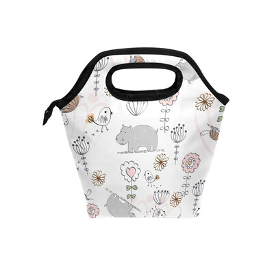 

Lunch Bag Cute Cow Tote Travel Picnic Insulated Handbags Portable Zipper Lunch Bag Box