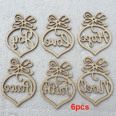 

6pcs Christmas Tree Decorations Wooden Pendants Crafts Scene Layout Hanging Ornaments Party Wedding Holiday Adornment