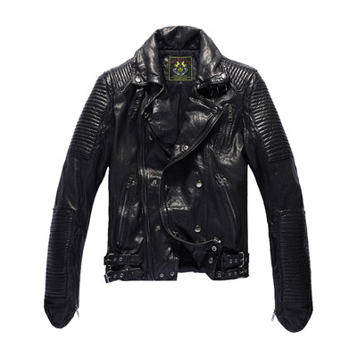 

Mens genuine leather jacket 2017 hot sale autumn winter clothing genuine sheepskin short coat real leather the newest style