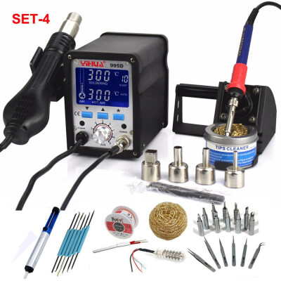 

YIHUA 995D 2 In 1 Solder Heat Rework Station Soldering Iron Hot Air Gun 110V 220V With Free Gift Iron Tips Heater Wire Tweezer