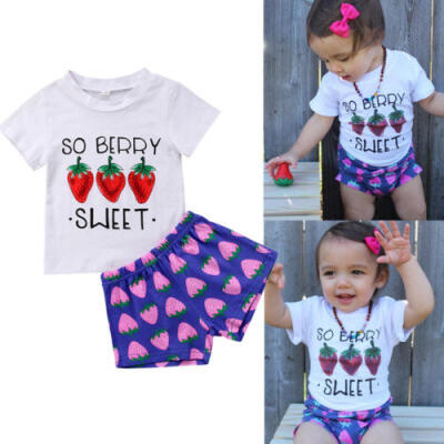 

2PCS Baby Girls Kids Clothes Summer Top T-shirt Pants Shorts Sunsuit Outfit Set