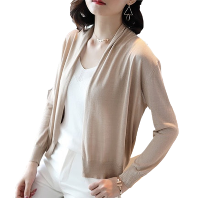 

Silk knitwear jacket 2019 spring&summer new shawl loose slimming silk sunscreen air conditioning shirt autumn ladies shirt