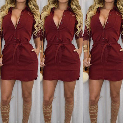 

Sexy Womens Short Sleeve Bandage V-neck Slim Evening Party Cocktail Mini Dress