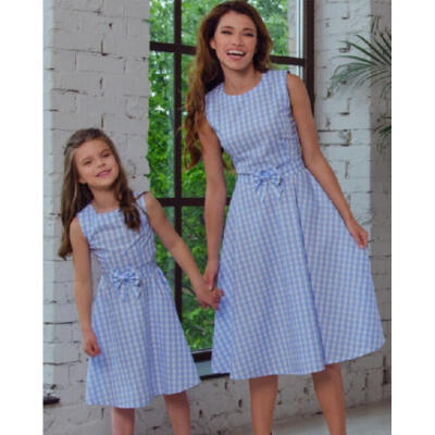 

Family Matching Outfit Mother&Daughter Clothes Dresses Baby Girl Plaid Skirt
