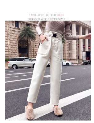 

2018 denim fashion dad pants&velvet jeans casual casual winter radish harem pants for women