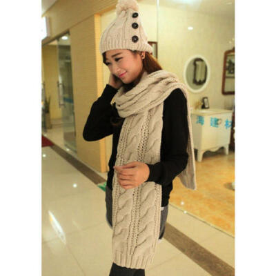 

Women Cashmere Wool Scarf Large Shawl Lady Winter Warm Long Knitted Solid Scarf