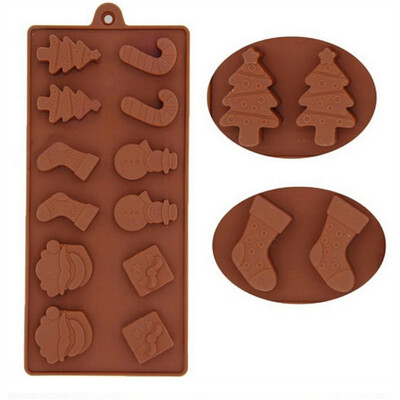 

Silicone Baking Mold Christmas Tree Snowman Stocking Chocolate Candy Cake DIY Decoration