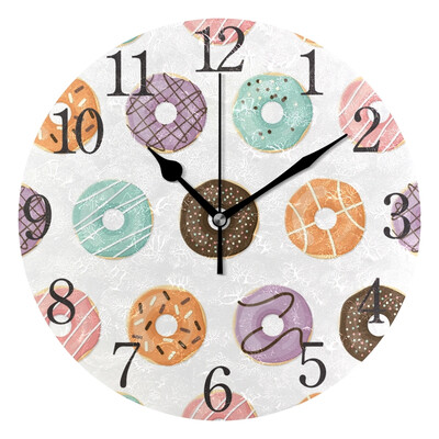 

Wall Clock Arabic Numerals Design Sweet Donuts Round