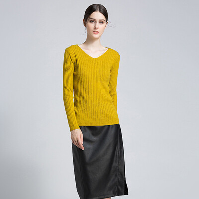 

PREISEI Fashion Spring Autumn Women Solid Casual Slim Knitted V-Neck Long Sleeve Sweaters Ladies Pullover Mujer