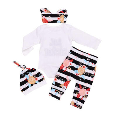 

Newborn Baby Girl Floral Clothes Romper TopsLeggings 4pcs Rainbow Outfits Set