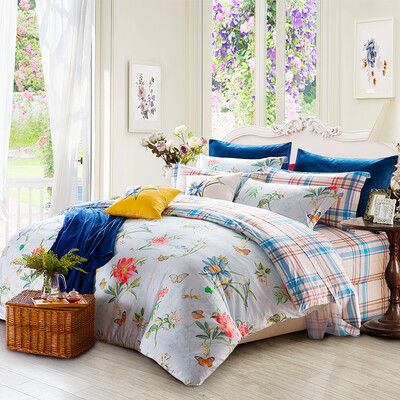 

Meng Jie home textiles produced MEE bedding sets cotton printing four sets of fresh pastoral Leeds garden 15 m bed 200 230cm