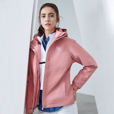 

Camel outdoor jacket two-piece female three-in-one jacket waterproof warm P7W170707 coral powder L