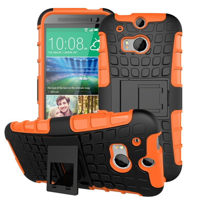 

Fivice HTC One 2 M8 Case TPU anti-fall tire pattern back clip bracket phone case