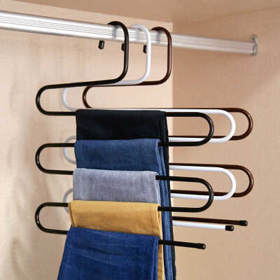 

Stainless Steel Trousers Hanger Multifunction Pants Closet Belt Holder Rack S-type