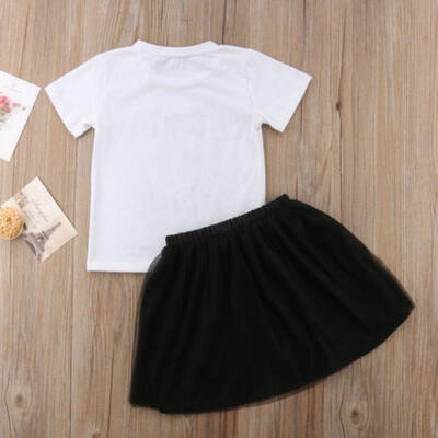 

2PCS Toddler Kids Girls Outfits Clothes T-shirt Tutu Skirts 2PCS Set Sundress