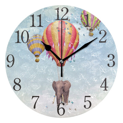 

Wall Clock Elephant And Balloons Round Wall Clock Arabic Numerals Design