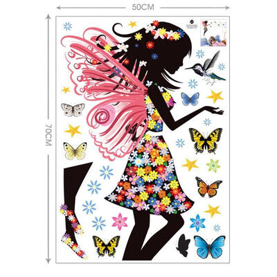 

US Fairy Girl Butterflies Mural Wall Sticker Vinyl Art Decal Kids Room Decor DIY