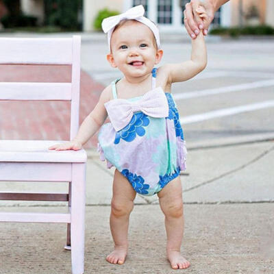 

Summer Casual Strap Romper Newborn Baby Girl Bow-knot Jumpsuit Playsuit Clothes