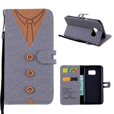 

MOONCASE Samsung Galaxy S7 stitching embossed mens leather case - gray