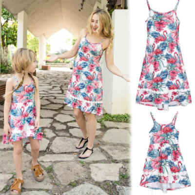 

Family Clothes Lady Mother Daughter Matching Summer Girl Flamingos Dress Outfit