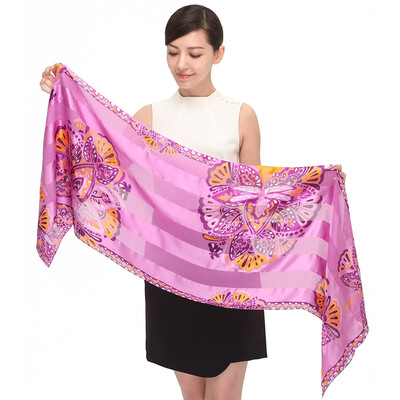 

Margaret KURKI Marble Birds Mushroom Mushroom Flower Patterns Europe&the United States Wind Elegant Lady Scarves Purple 1X45X921