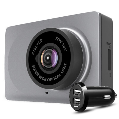 

YI Xiaomi Full HD 1296P 165° Wide Angle Dashboard Camera Car DVR Dash Night Vision Video Recorder Grey With Dual USB charger Outle