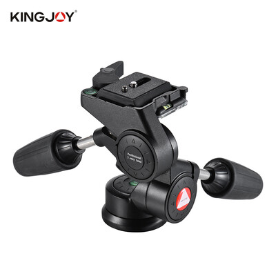 

Kingjoy KH-6730 Double Handle 3 Dimensional Video Tripod Head Panoramic Damping PanTilt Head with 14" Quick Release Plate Alumi