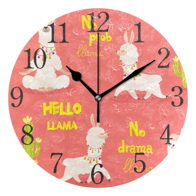 

Wall Clock Llama And Cactus Round Wall Clock Arabic Numerals Design