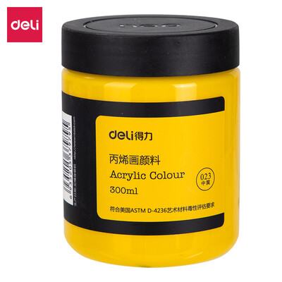 

Deli deli 300ml art painting acrylic paint hand-painted wall painting acrylic paint large bottle outdoor painted textile pigment 73875 medium yellow