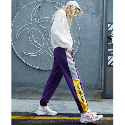 

PASS2018 new autumn street sports wind casual pants women loose beam feet school pants students hip hop pants tide 68319PA21106 dark purple
