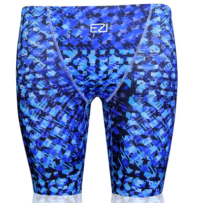 

Yi Pui swimming pool professional anti-chlorine PBT sports competitive quick-drying XL men&39s angle five points swimming pants blue geometric patch XL Ezi8076