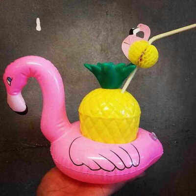 

MyMei 1pc Mini Cute flamingo floating inflatable drink Coke Can holder for Pool Bath Kid Toy Gifts