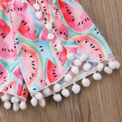 

US Infant Kids Baby Girl Summer Casual Beach Floral Print Tassel Shorts PP Pants
