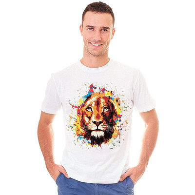 

Colorful Lion King of Jungle Strength Graphic Printed T-Shirt Tee